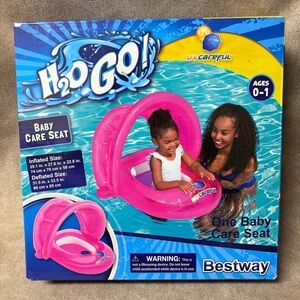 H2O Go! PINK Baby Care Seat Pool Float 50+ UPF Protection Removable Sun Shade